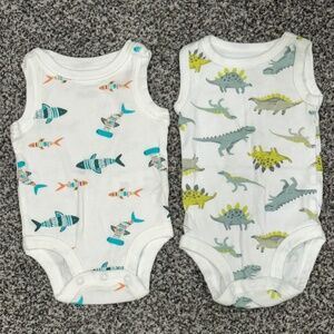 2 baby boy sleeveless onesies